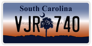 VJR740 license plate in South Carolina