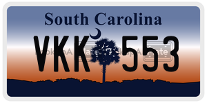 VKK553 license plate in South Carolina