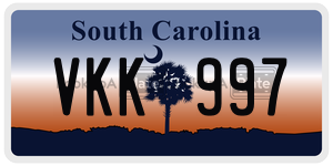 VKK997 license plate in South Carolina