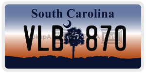 VLB870  license plate in SC