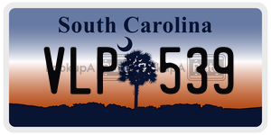 VLP539 license plate in South Carolina