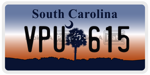 VPU615 license plate in South Carolina
