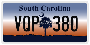 VQP380 license plate in South Carolina