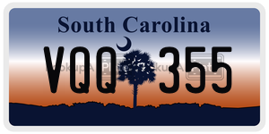 VQQ355 license plate in South Carolina