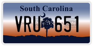 VRU651 license plate in South Carolina