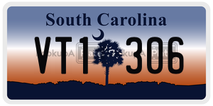 VT1306  license plate in SC