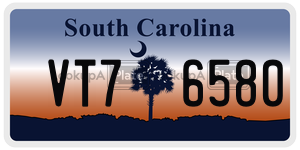VT76580  license plate in SC
