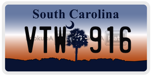 VTW916  license plate in SC