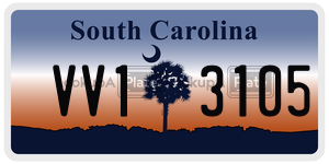 VV13105 license plate in South Carolina