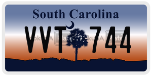 VVT744 license plate in South Carolina