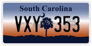 VXY353 license plate in South Carolina