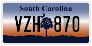 VZH870 license plate in South Carolina