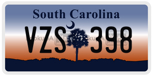 VZS398  license plate in SC