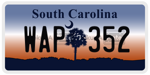 WAP352  license plate in SC