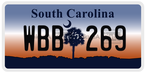 WBB269 license plate in South Carolina