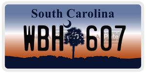 WBH607  license plate in SC