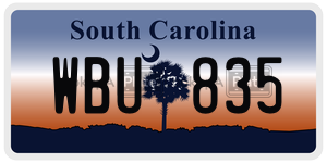 WBU835 license plate in South Carolina