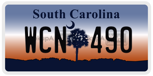 WCN490  license plate in SC