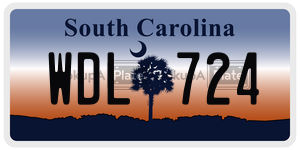 WDL724  license plate in SC