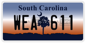 WEA611 license plate in South Carolina