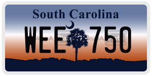 WEE750 license plate in South Carolina