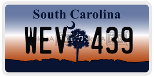 WEV439  license plate in SC