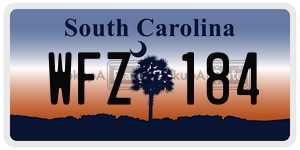 WFZ184 license plate in South Carolina