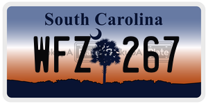 WFZ267 license plate in South Carolina