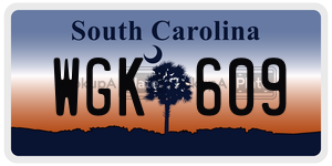 WGK609 license plate in South Carolina