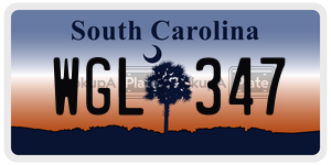 WGL347 license plate in South Carolina