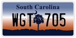 WGT705 license plate in South Carolina