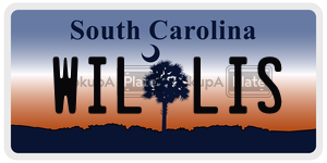 WILLIS license plate in South Carolina