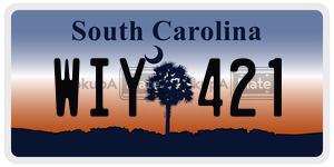 WIY421 license plate in South Carolina