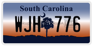 WJH776  license plate in SC