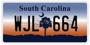 WJL664  license plate in SC