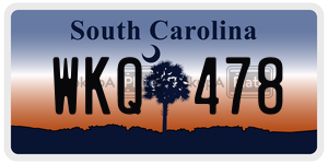WKQ478 license plate in South Carolina