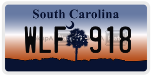 WLF918  license plate in SC