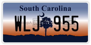 WLJ955 license plate in South Carolina