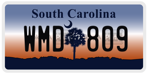 WMD809  license plate in SC