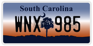 WNX985 license plate in South Carolina