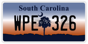 WPE326 license plate in South Carolina