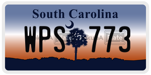 WPS773  license plate in SC