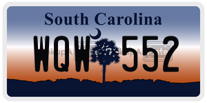 WQW552 license plate in South Carolina