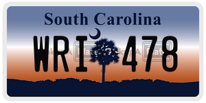 WRI478 license plate in South Carolina
