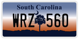 WRZ560  license plate in SC