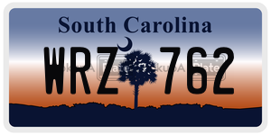 WRZ762 license plate in South Carolina