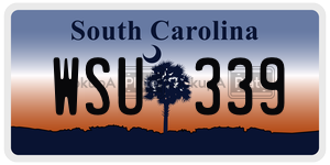 WSU339 license plate in South Carolina
