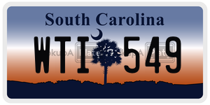 WTI549 license plate in South Carolina