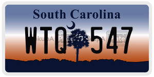 WTQ547 license plate in South Carolina