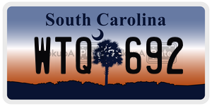 WTQ692  license plate in SC
